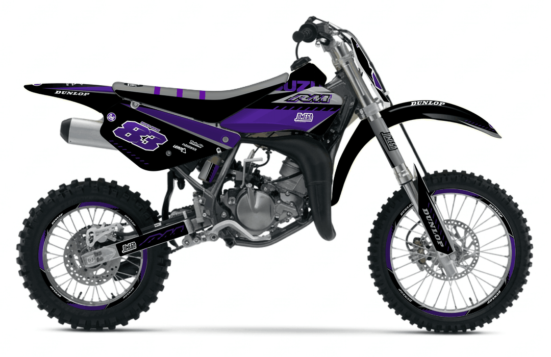 suzuki rm 85 purple and black graphics kit