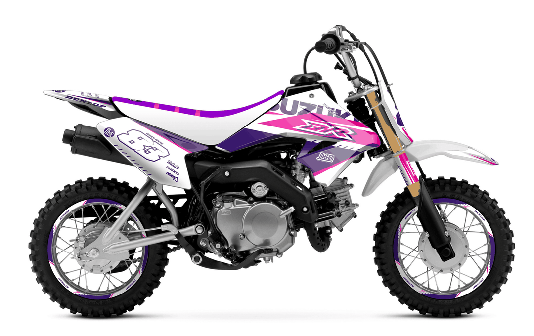 suzuki drz 70 white and purple graphics kit