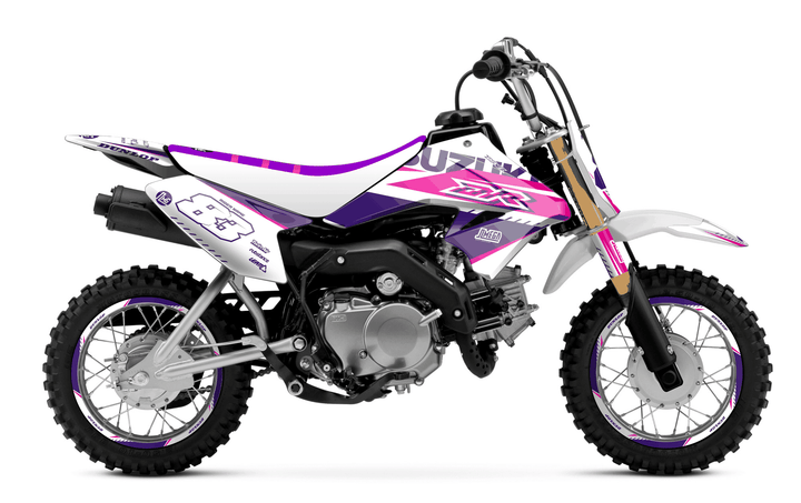 suzuki drz 70 white and purple graphics kit