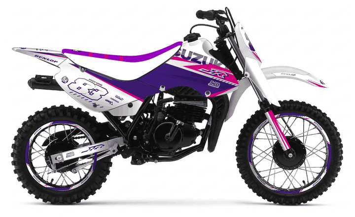 suzuki jr 80 white and purple graphics kit