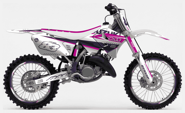suzuki rm 125 white and purple graphics kit