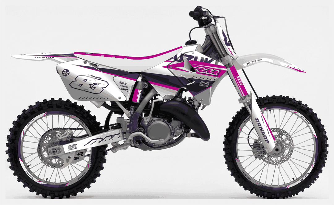 suzuki rm 250 white and purple graphics kit