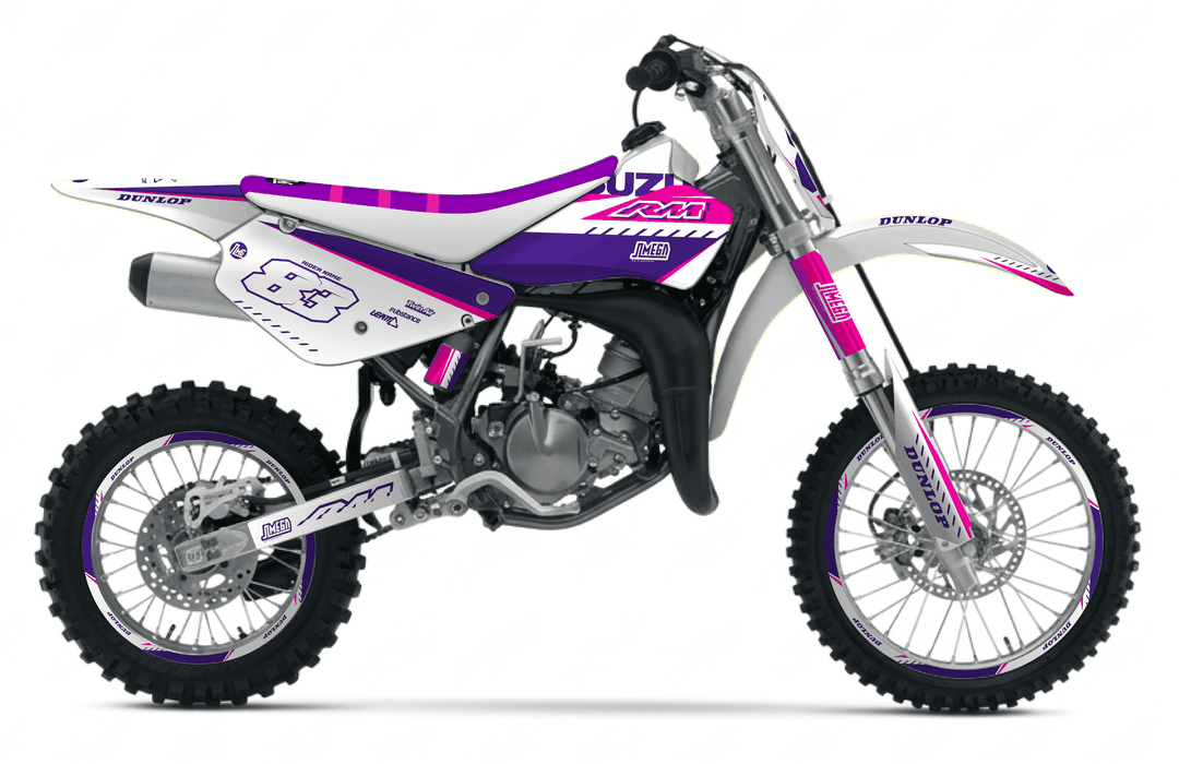 suzuki rm 85 white and purple graphics kit