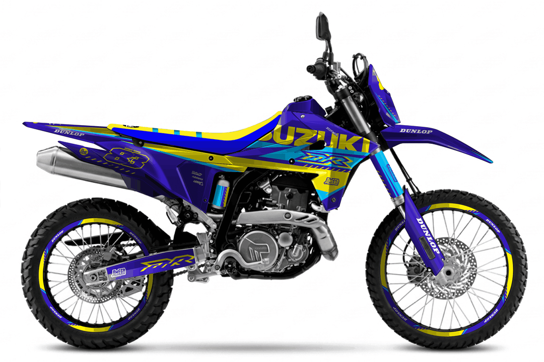 suzuki dr-z4s blue and yellow graphics kit