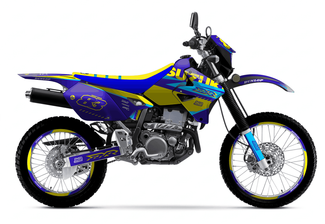 suzuki drz 400s blue and yellow graphics kit