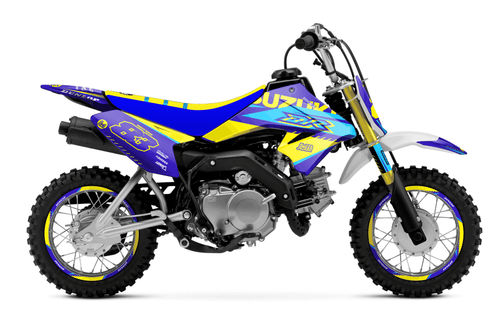 Blue and Yellow Sticker kit for Suzuki DRZ 70 2009 - 2013