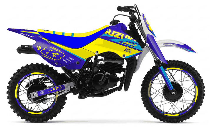 suzuki jr 80 blue and yellow graphics kit