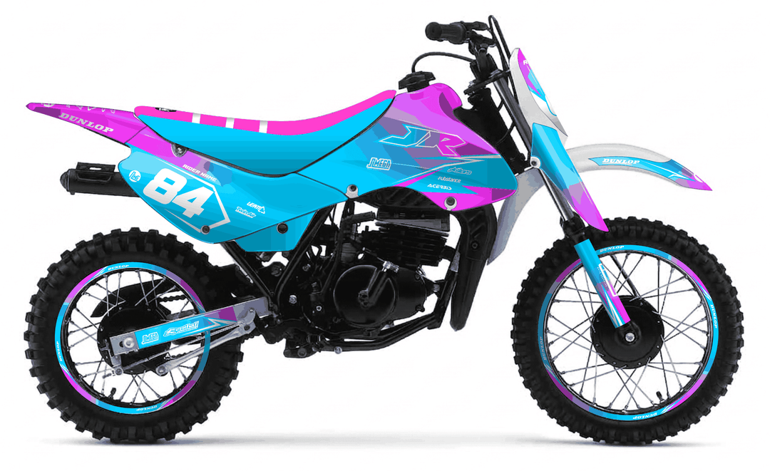 suzuki jr 80 pink and blue fade graphics kit