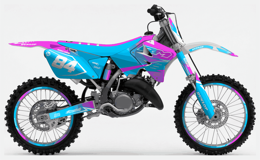 suzuki rm 125 pink and blue fade graphics kit