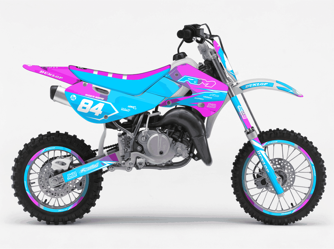 suzuki rm 65 pink and blue fade graphics kit