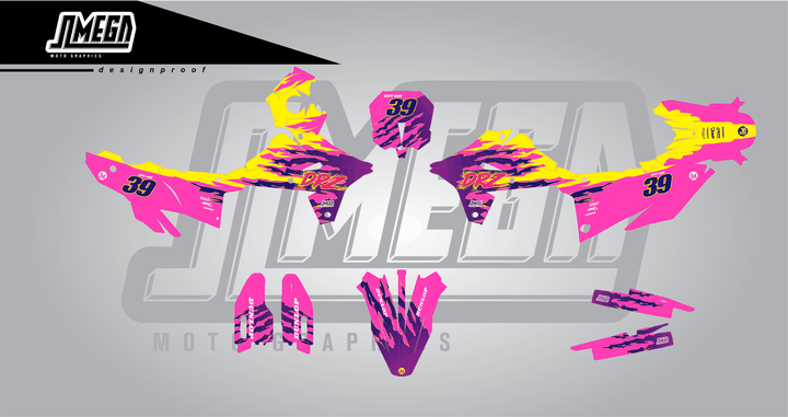 suzuki dr-z4s pink retro sticker kit flat lay