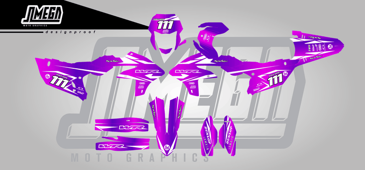 yamaha wr250f purple metal sticker kit flat lay