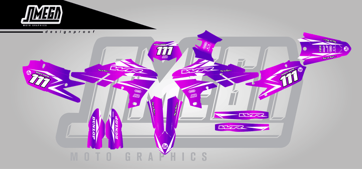 yamaha wr450f purple metal sticker kit flat lay