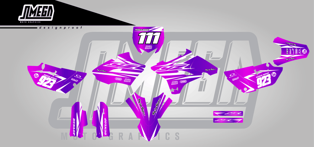 yamaha yz 85 purple metal sticker kit flat lay