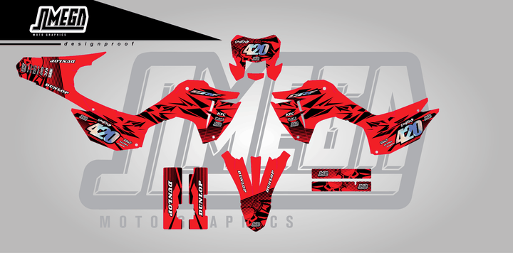 honda crf 300f red chungus sticker kit flat lay