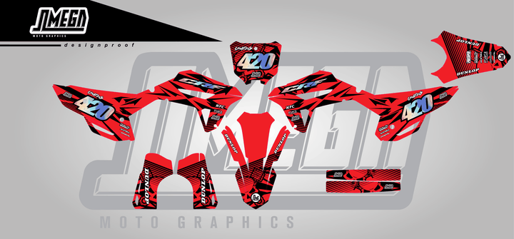 honda crf 450r red chungus sticker kit flat lay