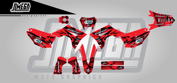 honda crf 450x red chungus sticker kit flat lay
