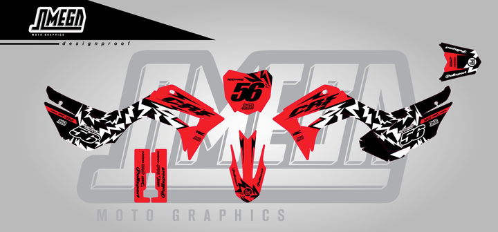 honda crf 110f red thunder sticker kit flat lay