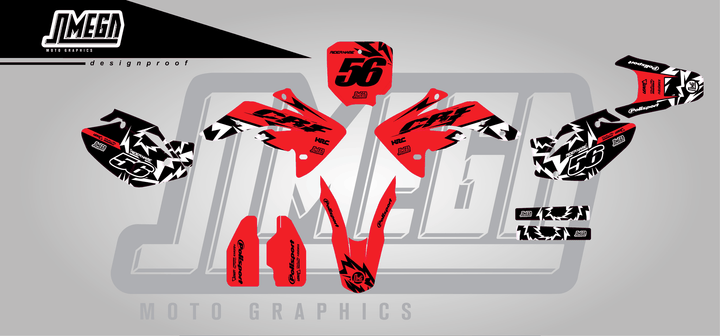 honda crf 150r red thunder sticker kit flat lay