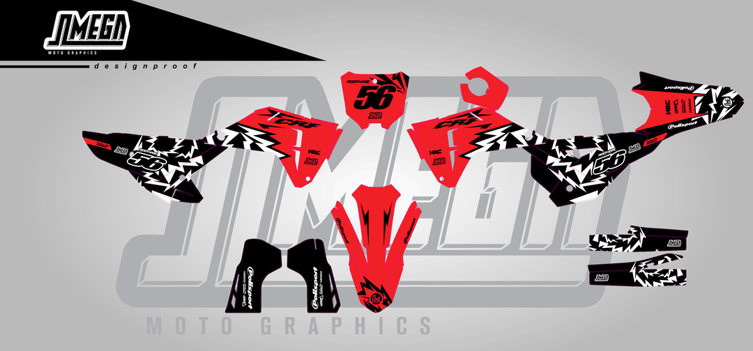 honda crf 250r red thunder sticker kit flat lay