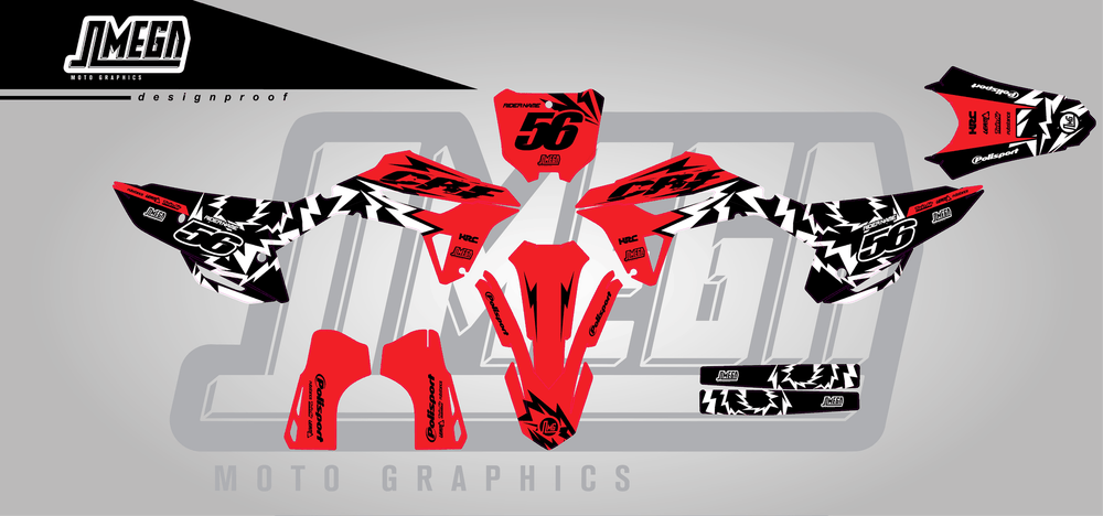 honda crf 450r red thunder sticker kit flat lay