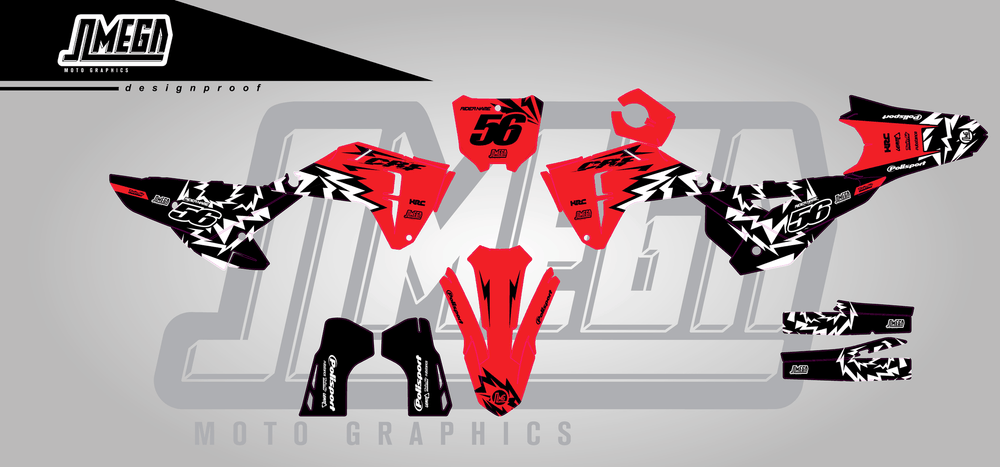 honda crf 450r red thunder sticker kit flat lay