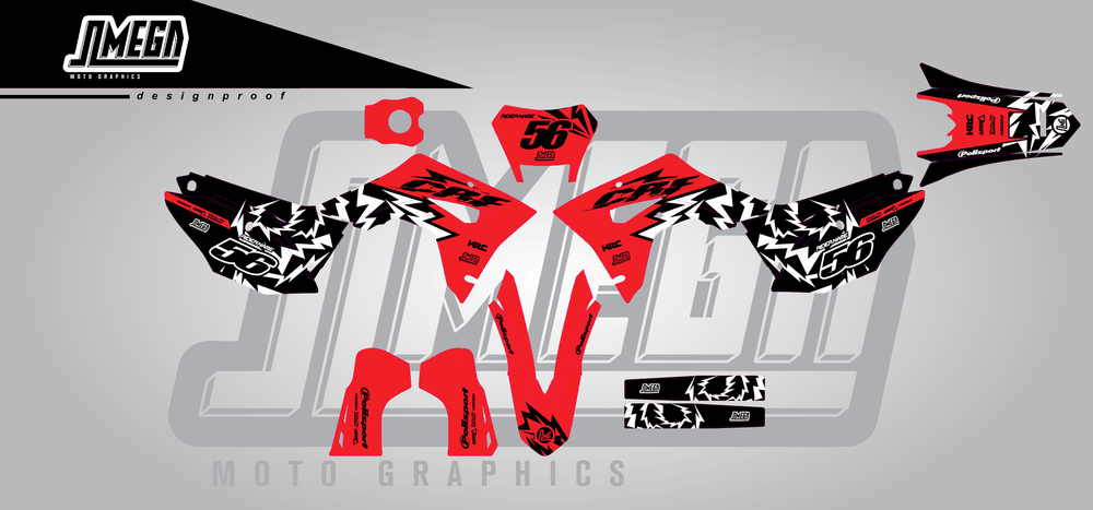 honda crf 450x red thunder sticker kit flat lay