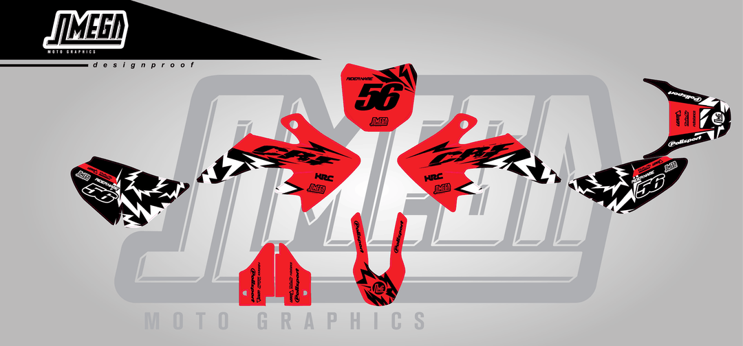 honda crf 50 red thunder sticker kit flat lay