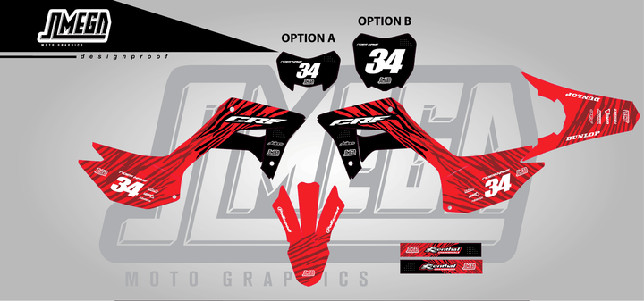 honda crf 250f red tiger sticker kit flat lay