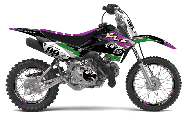 kawasaki klx 110 retro 90's factory graphics kit