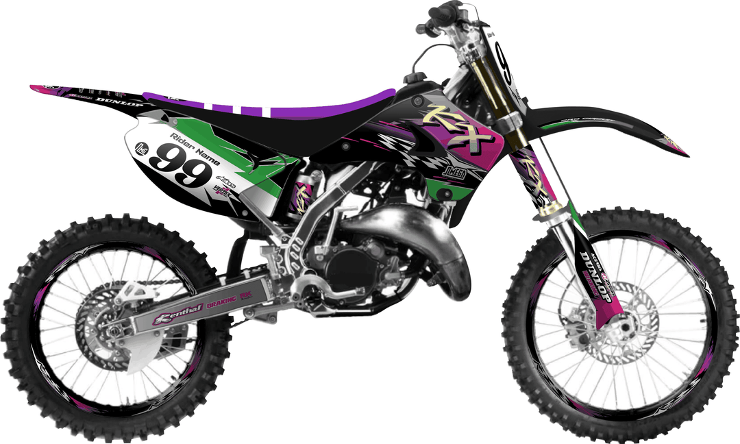 kawasaki kx 125 retro 90's factory graphics kit