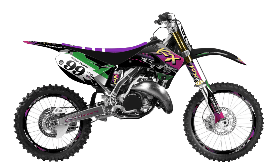 kawasaki kx 250 retro 90's factory graphics kit