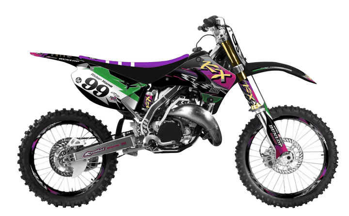 kawasaki kx 250 retro 90's factory graphics kit