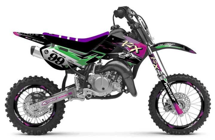 kawasaki kx 65 retro 90's factory graphics kit