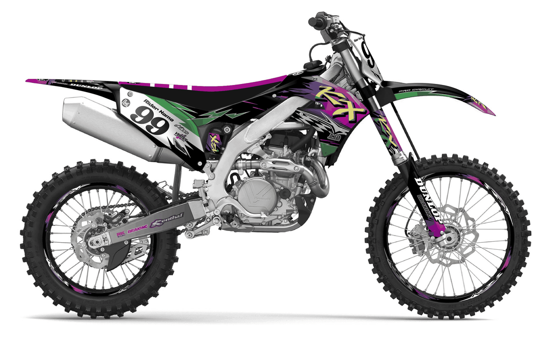 kawasaki kxf 450 retro 90's factory graphics kit