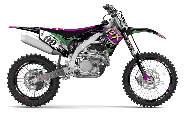 kawasaki kxf 450 retro 90's factory graphics kit