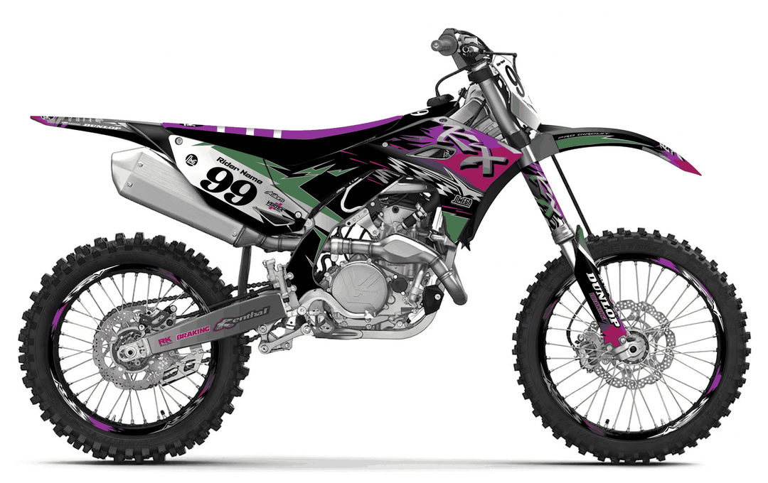 kawasaki kxf 450 retro 90's factory graphics kit