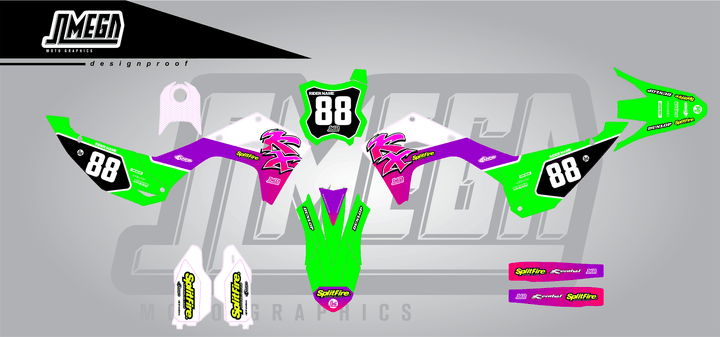 kawasaki kxf 250 retro plus sticker kit flat lay