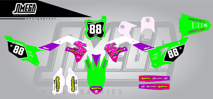 kawasaki kxf 450 retro plus sticker kit flat lay