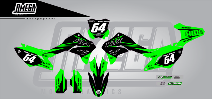 kawasaki klx 300r vivid sticker kit flat lay