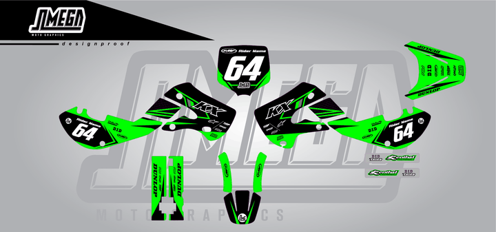 kawasaki kx 65 vivid sticker kit flat lay