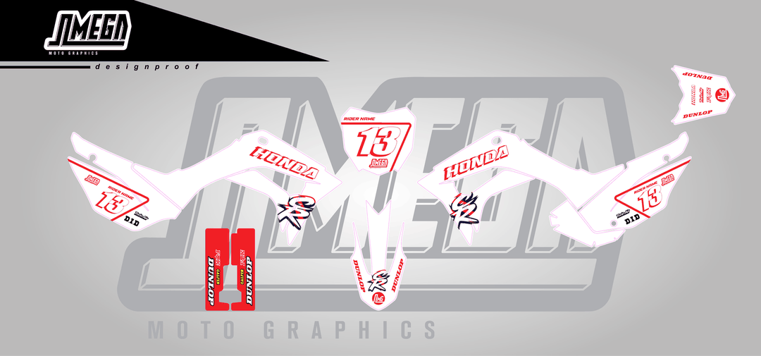 honda crf 110f white cr sticker kit flat lay