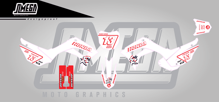honda crf 110f white cr sticker kit flat lay