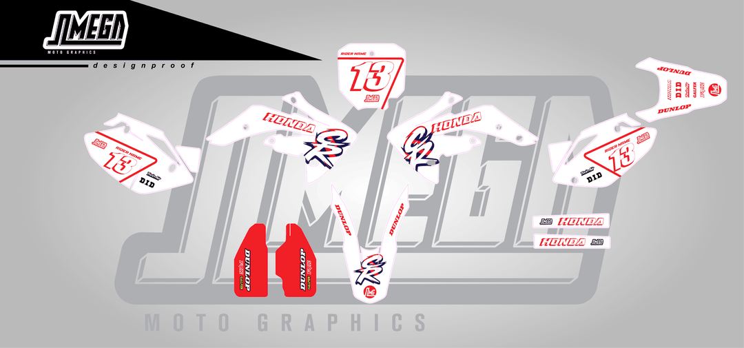 honda crf 150r white cr sticker kit flat lay