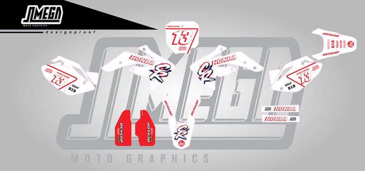honda crf 150r white cr sticker kit flat lay