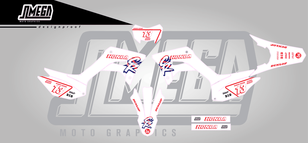 honda crf 250f white cr sticker kit flat lay