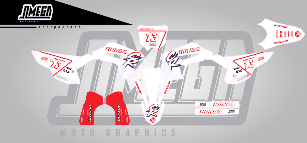 honda crf 250r white cr sticker kit flat lay