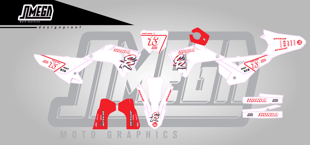 honda crf 250r white cr sticker kit flat lay