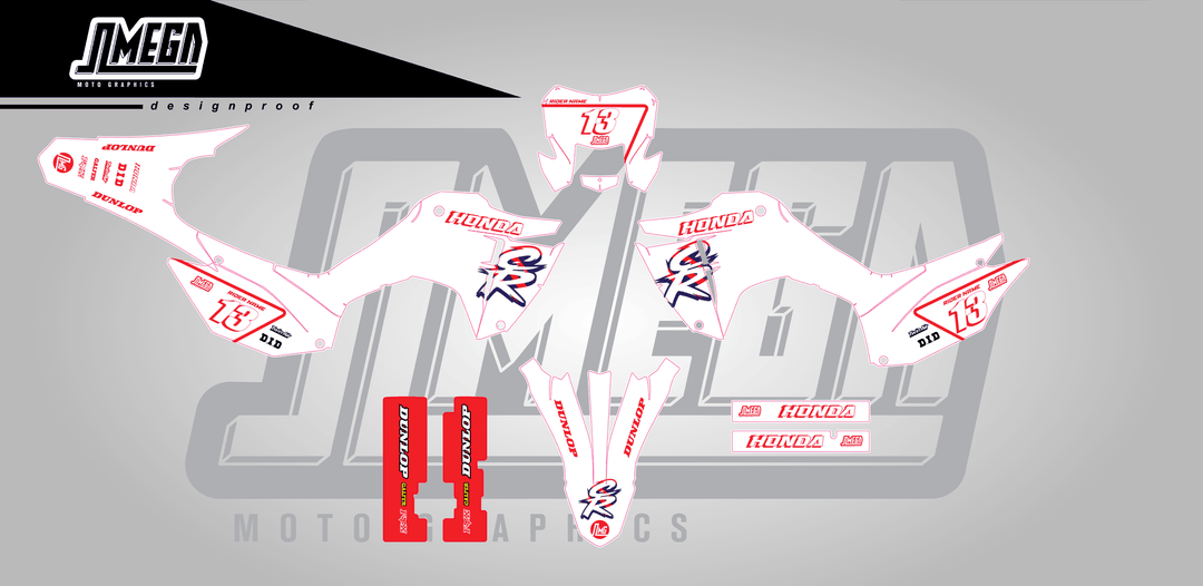 honda crf 300f white cr sticker kit flat lay