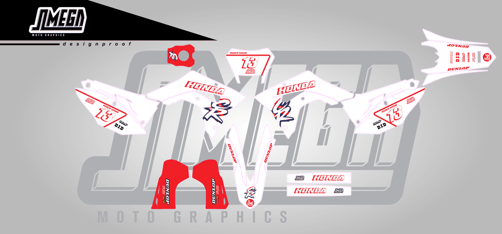 honda crf 450x white cr sticker kit flat lay